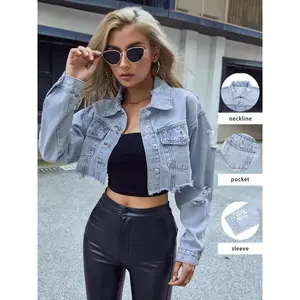 Women's Fashionable Denim Jacket, Casual Long Sleeve Outerwear for Daily Wear, Ladies Clothes for All Seasons, Coats