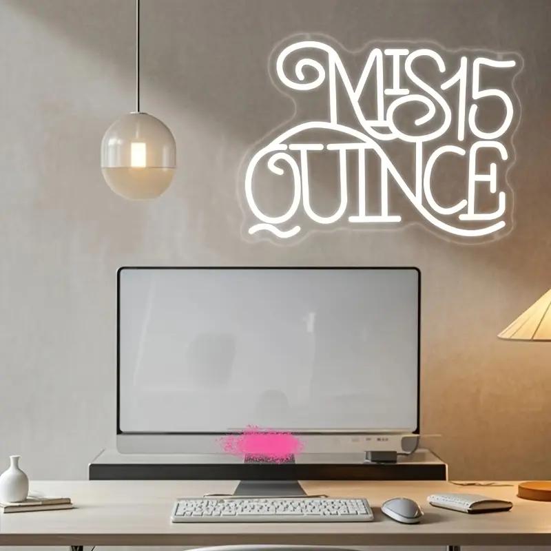 Mis Quince Neon Sign for Wall Decor,Happy Birthday Neon Signs for Bedroom Wall for Any Age Children's Room, Bar, Party, Christmas, Wedding Decoration