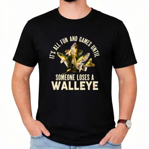Fun Carp-Eye Fish Fishing T-Shirt | "It's All Fun and Games Until Someone Loses a Carp-Eye Fish" Slogan, Featuring a Carp-Eye Fish Graphic — All-Season Casual Wear — A Great Gift for Anglers