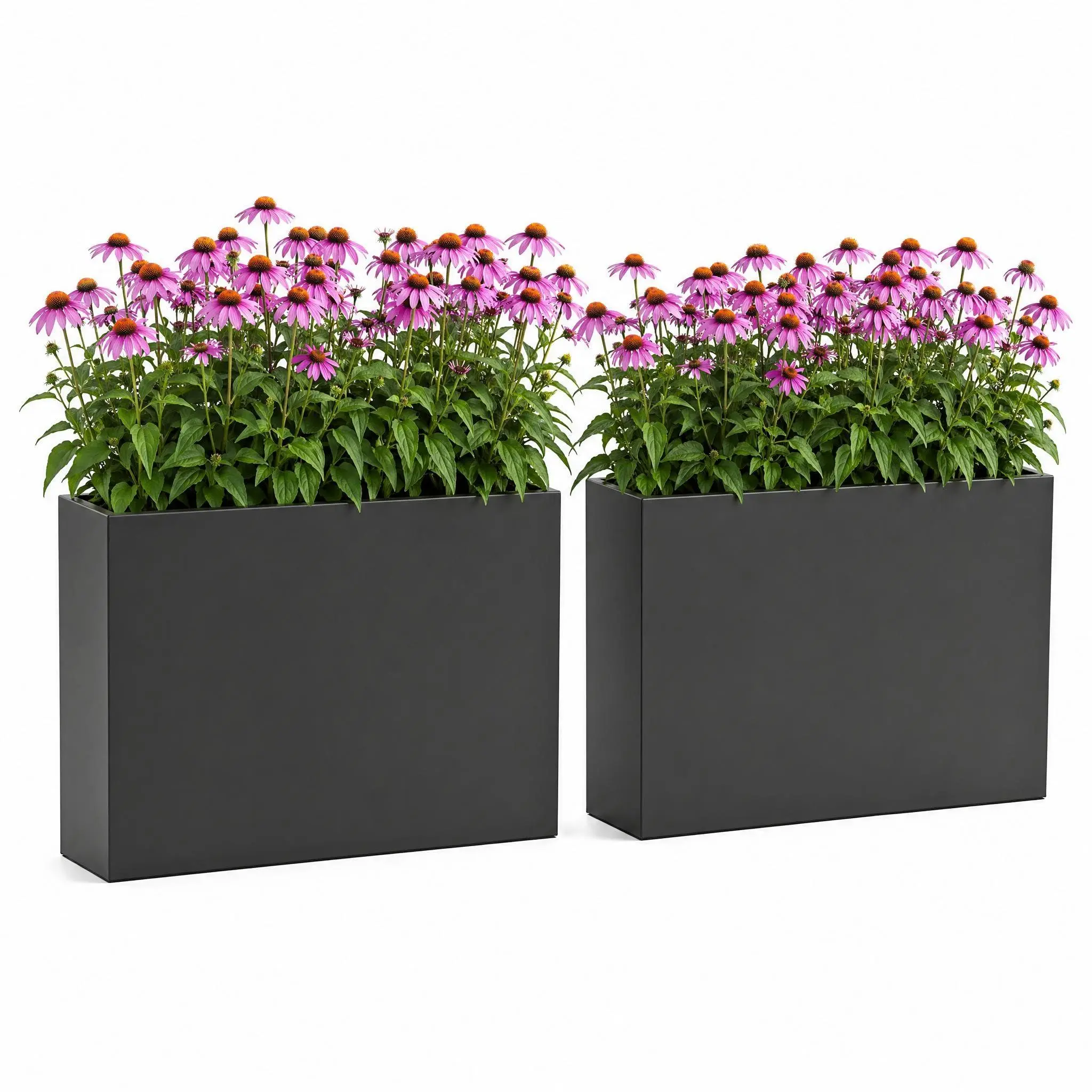 GAOMON Carbon Steel Planter Box, 2 Pack, 38" Lx10 Wx30 H Raised Garden Bed with Drainage Holes, Heavy-Duty Metal Plant Container, Outdoor Rectangular Planter for Flowers Vegetables Herbs & Shrubs