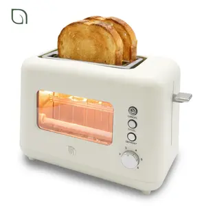 Willow 2-Slice Toaster with Clear Glass Window Six Shade Settings Wide Slots for Bagels Artisan Loaves Slide-Out Crumb Tray Harmless & Beautiful Design