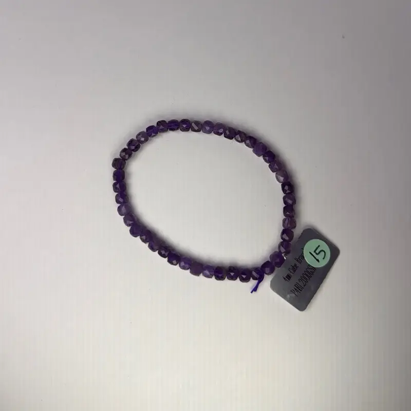 10.Natural Crystal Amethyst 4MM Cube Bracelet Final Sale Colors May Vary - Perfect for Gift