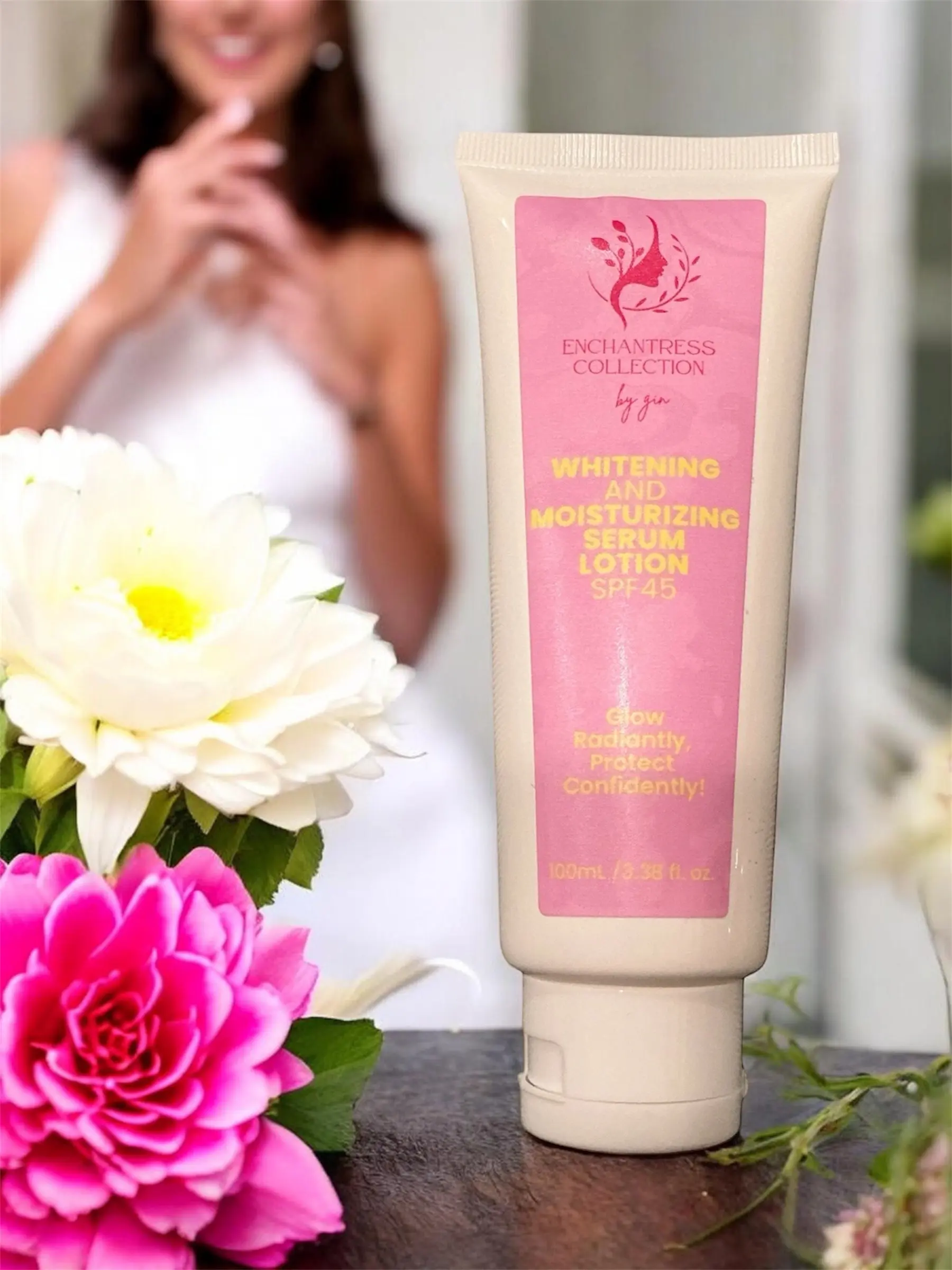 Enchantress Brightening Body Serum Lotion - SPF45, Hydrating Body Moisturizer, Radiance Boost
