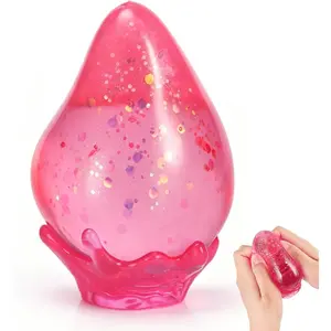 Squishy Stress Ball, Water Drop Fidget Stress Ball, Ice Squishy Stress Cube-Drop Malt Sugar Balls, Pink Sensory for Anxiety Fidget Easter Party Favors for Kids with Autism