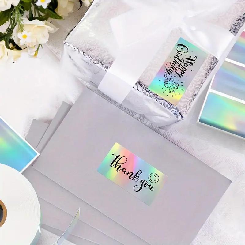 Holographic Silver Thermal Sticker Label, 500pcs/roll 2.25 Inch x 1.25 Inch Printable Sticker Label, Self Adhesive Label Sticker for DIY Decoration, Customizable Stickers