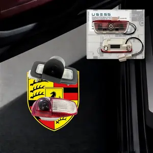 Hugexpen 2pcs High Definition LED Projection Welcome Light Logo Projector Puddle Lights for Porsche Panamera Boxster Cayman 911 Cayenne 718 Macan Cree LED Chip Three-Layer Design