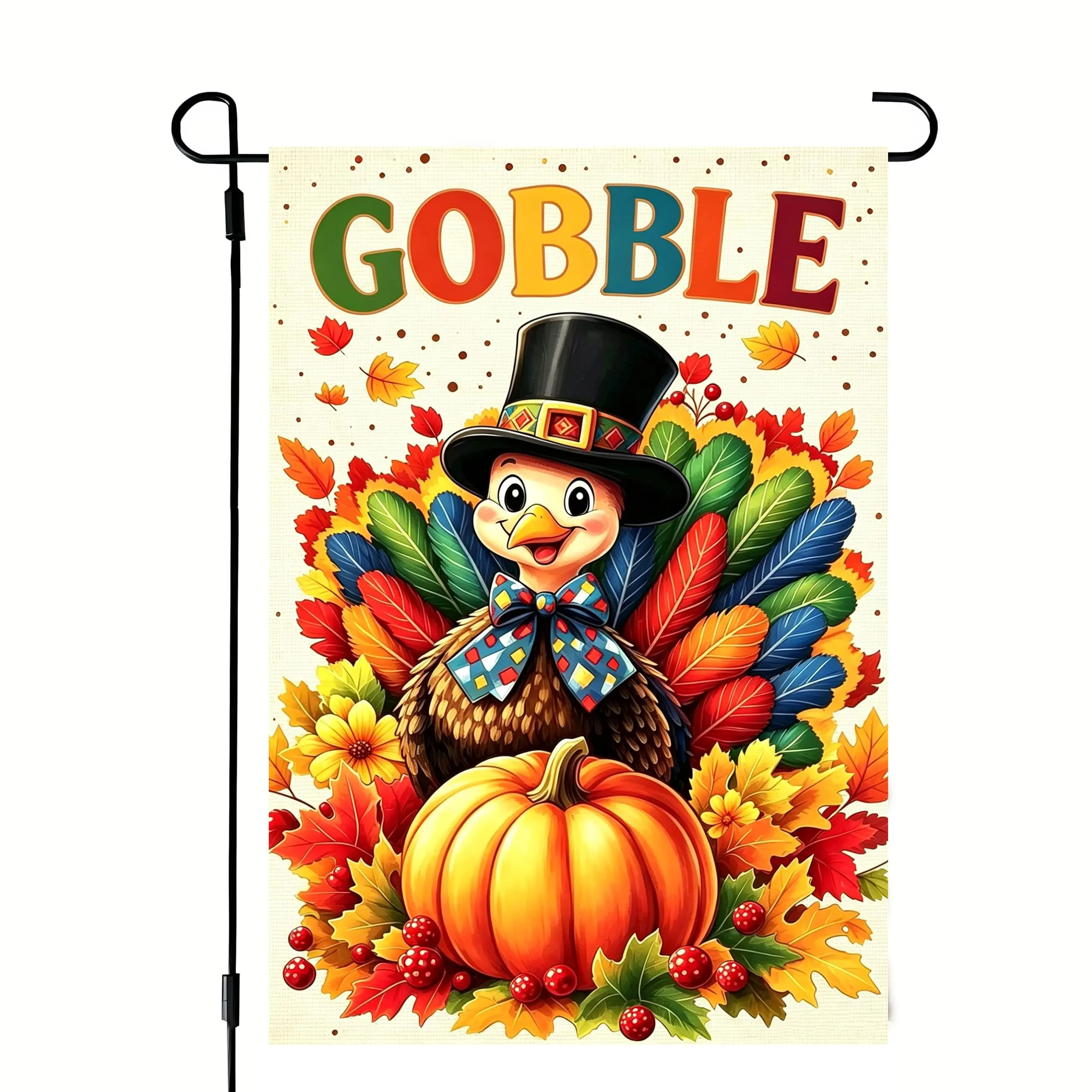 Thanksgiving Turkey Garden Flag Fall Decorations 12x18 Double Sided | Burlap Holiday Thanksful Autumn Turkey Pumpkin Outdoor Yard Decorations, Farmhouse Porch Patio Lawn Enterway Garden Decor
