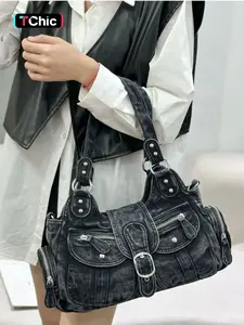 Designer Denim Handbags for Women, Hobo Tote Bag, Crossbody Denim Purses, Blue Jean Shoulder Bag, Stylish and Durable