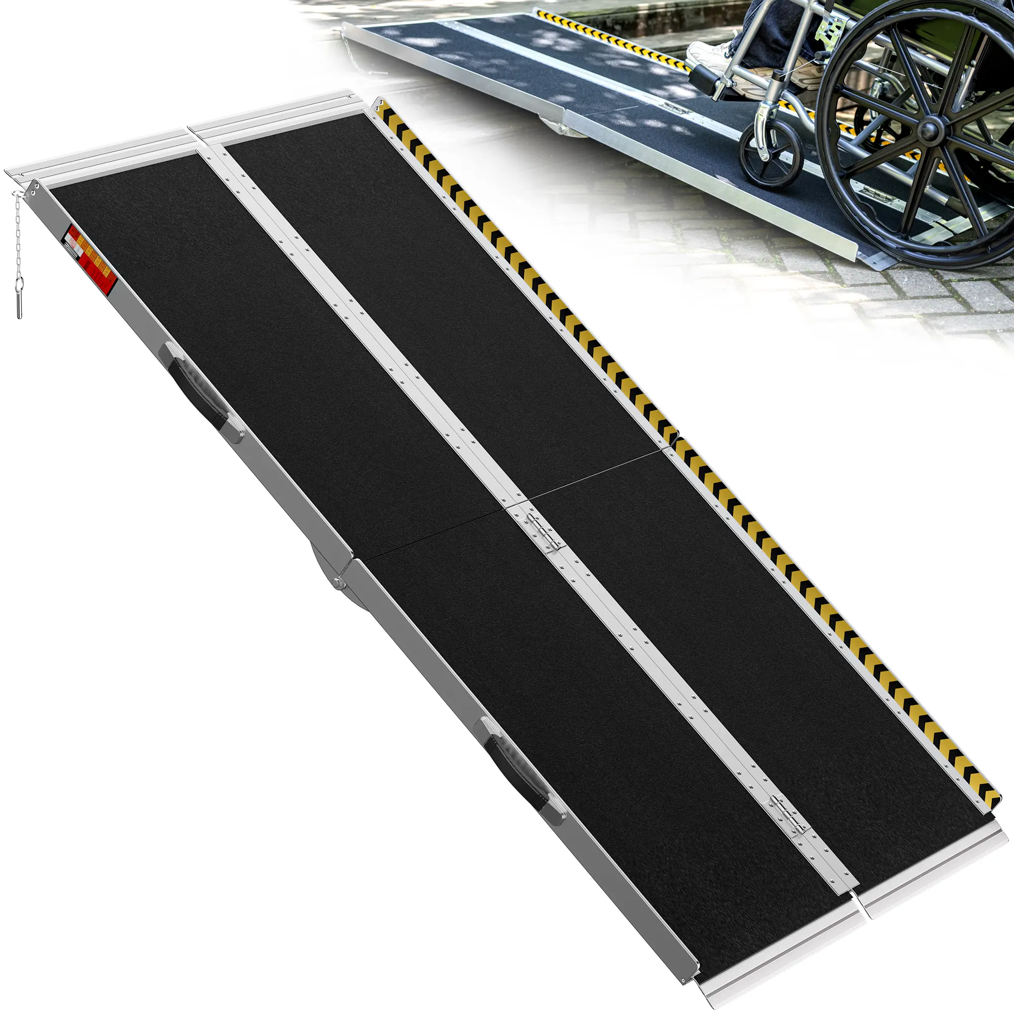 Portable Wheelchair Ramp 6FT, Seamless Non-Slip Aluminum Ramps for Wheelchairs for Home, Handicap Wheelchair Ramps for Home Steps, Aluminum Loading Dock Plates, Doorways