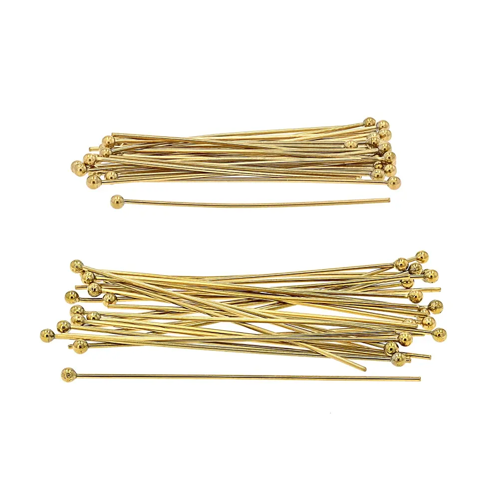 JTV 18K Gold Plated Stainless Steel Headpin in Two Sizes Set of 60