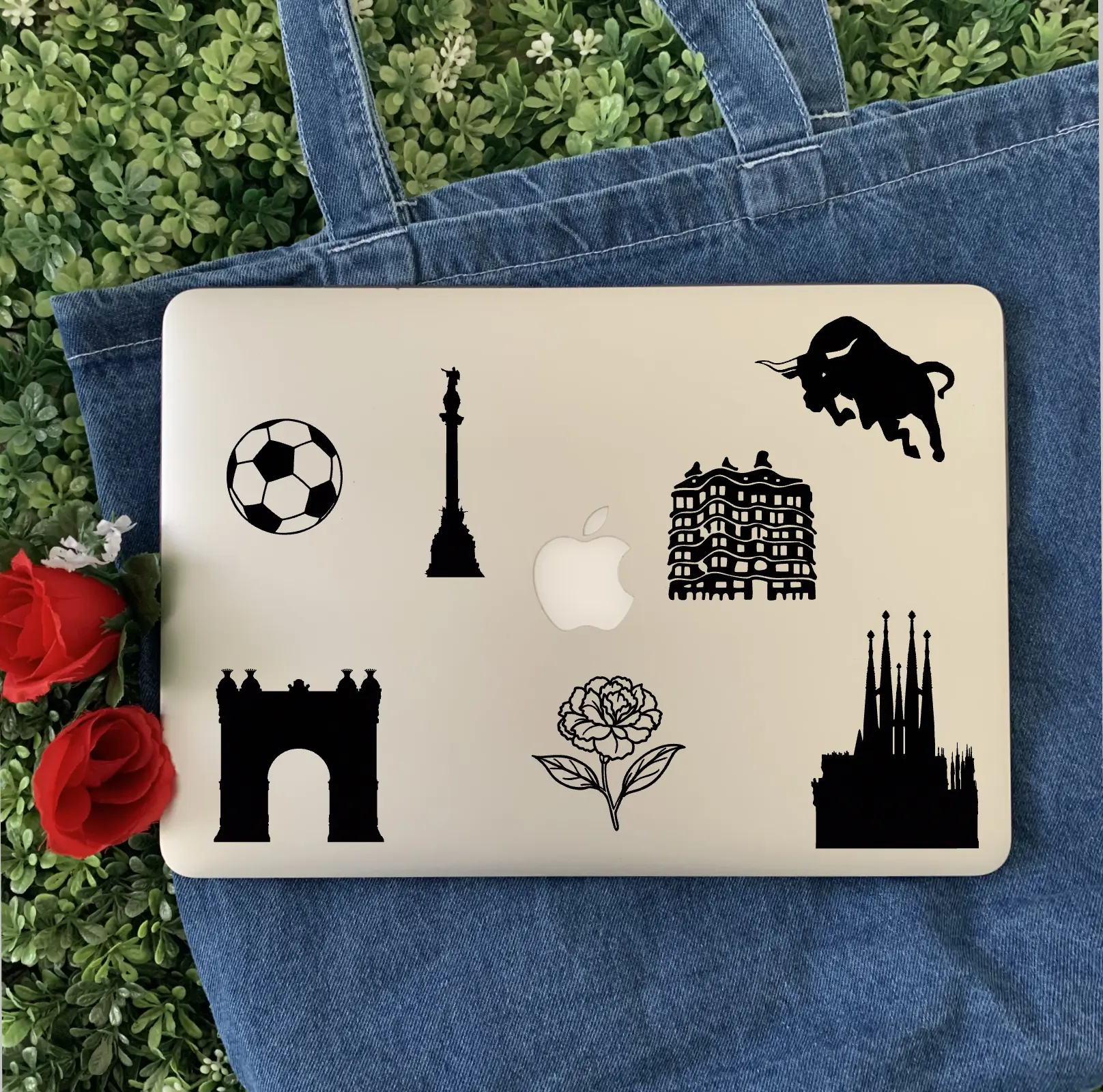 Barcelona Decal Stickers - Set of 7 Waterproof & Versatile Personalization Stickers for Smooth Surfaces
