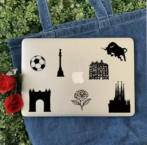 Barcelona Decal Stickers - Set of 7 Waterproof & Versatile Personalization Stickers for Smooth Surfaces