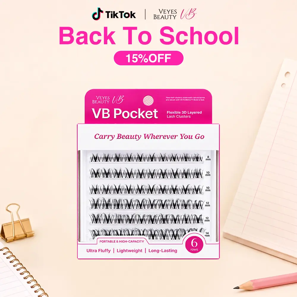 VEYESBEAUTY VB Pocket Series Cluster Lashes, 9 Styles DIY Makeup Extensions, 8-14mm 3D Wispy Natural Fluffy PBT Fibers False Eyelashes