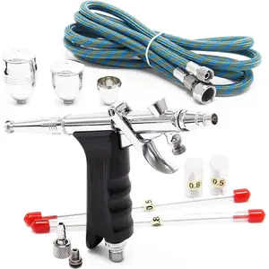 Professional Dual Action Airbrush Kit, Portable Waterproof Airbrush Tool with 0.3/0.5/0.8mm Nozzle & Paint Cup, Multifunctional Precision Spray Tool