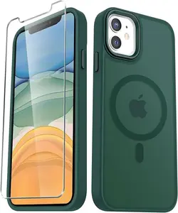 iPhone 11 Case, Matte Magnetic Phone Case with 1 Screen Protector, Compatible with Magsafe, Translucent Frosted Slim Shockproof Protective Cover for iPhone 11 6.1 inch