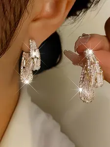 Women's Fashion Dangle Earrings, Luxurious Elegant Synthetic Zirconia Studs, Perfect for Parties and Events, Ideal Gift Choice