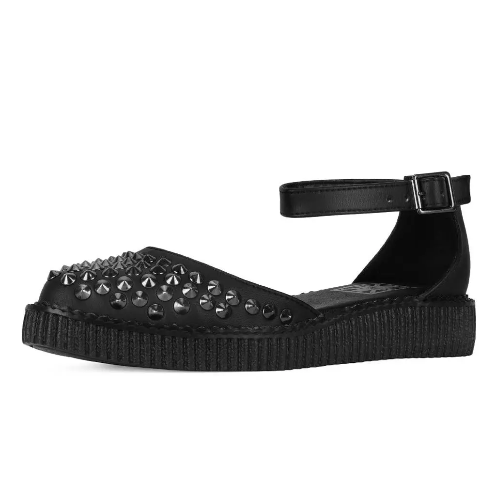 Black TUKskin™ Pointed Studded Sandal