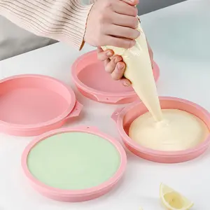 1pc, Layered Cake Molds, Round Shape Silicone Bread Pan, Toast Bread Molds, Cake Tray Moulds, Non-stick Baking Tools, Kitchen Gadgets, Kitchen Accessories, Home Kitchen Item