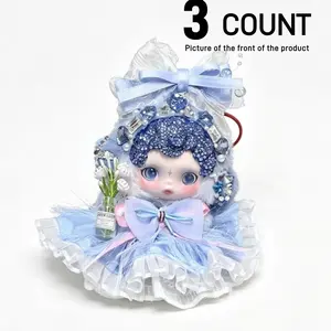 Doll Blind Box Clothes Set, Blue Lace Dress 3-Piece, Fits 17cm & 14cm Dolls, Unisex, Perfect for Birthdays, Parties, Holidays