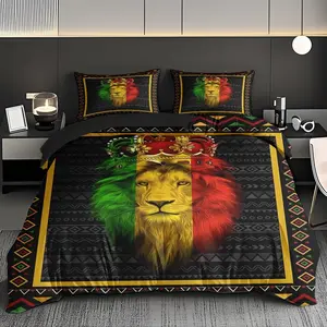 2/3 PCS African Lion King-Themed Duvet Cover Set, Skin-Friendly And Breathable Bedding Set (1* Duvet Cover Set +1/2* Pillowcase, No Filling), Suitable For All Year Round! Machine-Washable, Valentine'S Day Gift For Family And Friends!