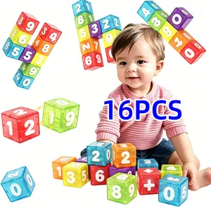 16pcs Large Transparent Number Magnetic Blocks, Stem Learning Toy for Kids 3+, Portable Math Set, Montessori Gift for Boys Girls