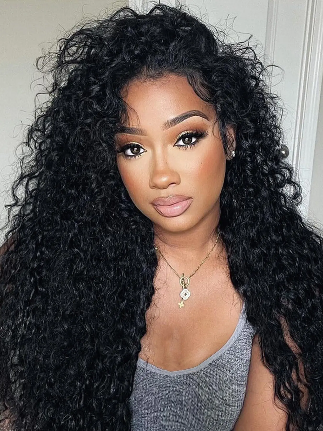 Deep Wave Half Wig Protein Fiber, Glueless Wear and Go Curly Wig for Women, 3 In 1 Drawstring Seamless Flip Over Wigs, Beginner Friendly Synthetic Half Wig 26 Inch&22Inch Synthetic Material Wigs Synthetic Curly Hair, Soft Curly Wig