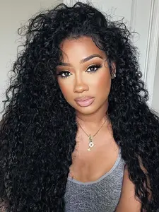 Deep Wave Half Wig Protein Fiber, Glueless Wear and Go Curly Wig for Women, 3 In 1 Drawstring Seamless Flip Over Wigs, Beginner Friendly Synthetic Half Wig 26 Inch&22Inch Synthetic Material Wigs Synthetic Curly Hair
