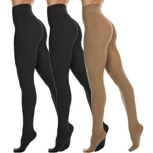 AKKQHH Rip-resistant Strong 3 Pairs 80Den Tights for Women 80Den Garment Friendly Opaque High Waisted Stockings with Reinforced Toe Minimalist Basic Black*3 Women's Footed Pantyhose