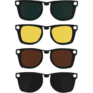 4Pcs Polarized Clip for Ray-Ban Meta Wayfarer RW4008 & Gen 2 RW4012 Large (53-22), Discoloration Clip-on for Meta Wayfarer Gen 2 Protect Your Eyes, Cool and Fashion (Black+Green+Brown+Yellow)