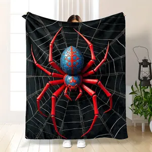 Spider Pattern HD Printed Flannel Blanket Soft Warm Bedspread for Travel Camping Sofa Bed 3 Sizes  Cozy Bed Gift