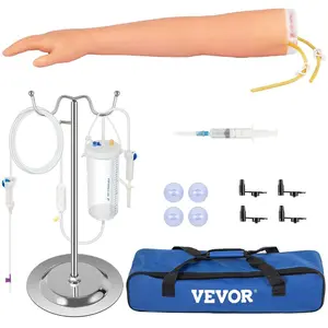 VEVOR 12 PCS Phlebotomy Practice Kit, IV Venipuncture Intravenous Training, High Simulation IV Practice Arm Kit with Carrying Bag, Practice and Perfect IV Skills, for Students Nurses and ProfessionalsVEVOR Super Brand Day