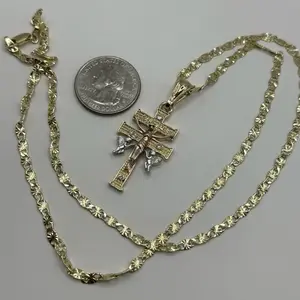 CARAVACA Necklace Gold Plated Cross Pendant Elegant Design Available Sizes Trendy Jewelry