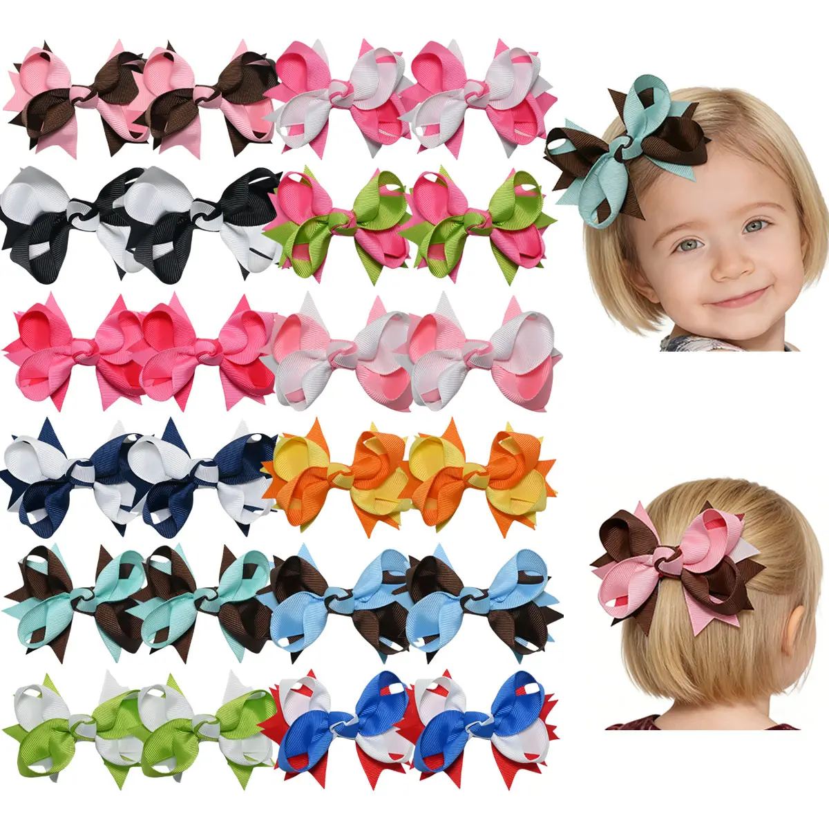 Summervibes JoyBowie 12pcs Colorful Soft Ribbon Bow Hair Accessory for Girls, with Alligator Clip, Suitable for Baby Girls to Match Various Hairstyles