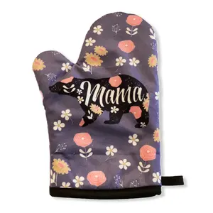 Mama Bear Oven Mitt Cute Mothers Day Cooking Baking Graphic Kitchen Accessories Funny Graphic Kitchenware Bakeware Mother's Day  Funny Animal  Novelty Cookware Purple