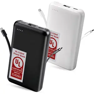 2-Pack Small Portable Charger UL Listed, 5000mAh Slim Power Bank Built-in 2 Cables Lightweight Travel Battery Pack 3 Outputs 2 Inputs Compatible with iPhone 17/16/15/14/13 Galaxy S24/S22 etc
