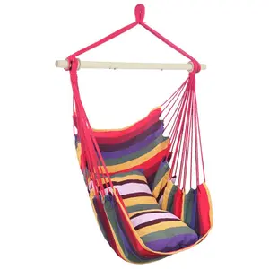【Father's Day Gift】Hammock Chair Hanging Chair, Large Swing Chair with 2 Cushions and Anti-slip Spreader Bar, for Indoor Outdoor Bedroom Patio Porch Yard