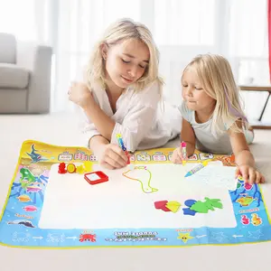 39"x27" Water Doodle Mat Set with Reusable Doodle Boards, Magic Pens, Eco-Friendly Unisex Educational Arts & Crafts Toy for 2-7 Year Old Toddlers, Kids' Painting Writing Gift