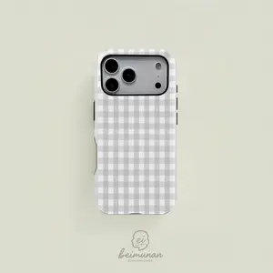 gingham plaid print phone case， durable shockproof 2in1 protection case， for iPhone 17 16 15 14 13 12 Pro Max， Samsung Galaxy S25 S24 S23 S22 Ultra series holiday gift minimalist stylish cover