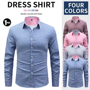 Men's Contrasting Checked Casual Long Sleeve Shirt