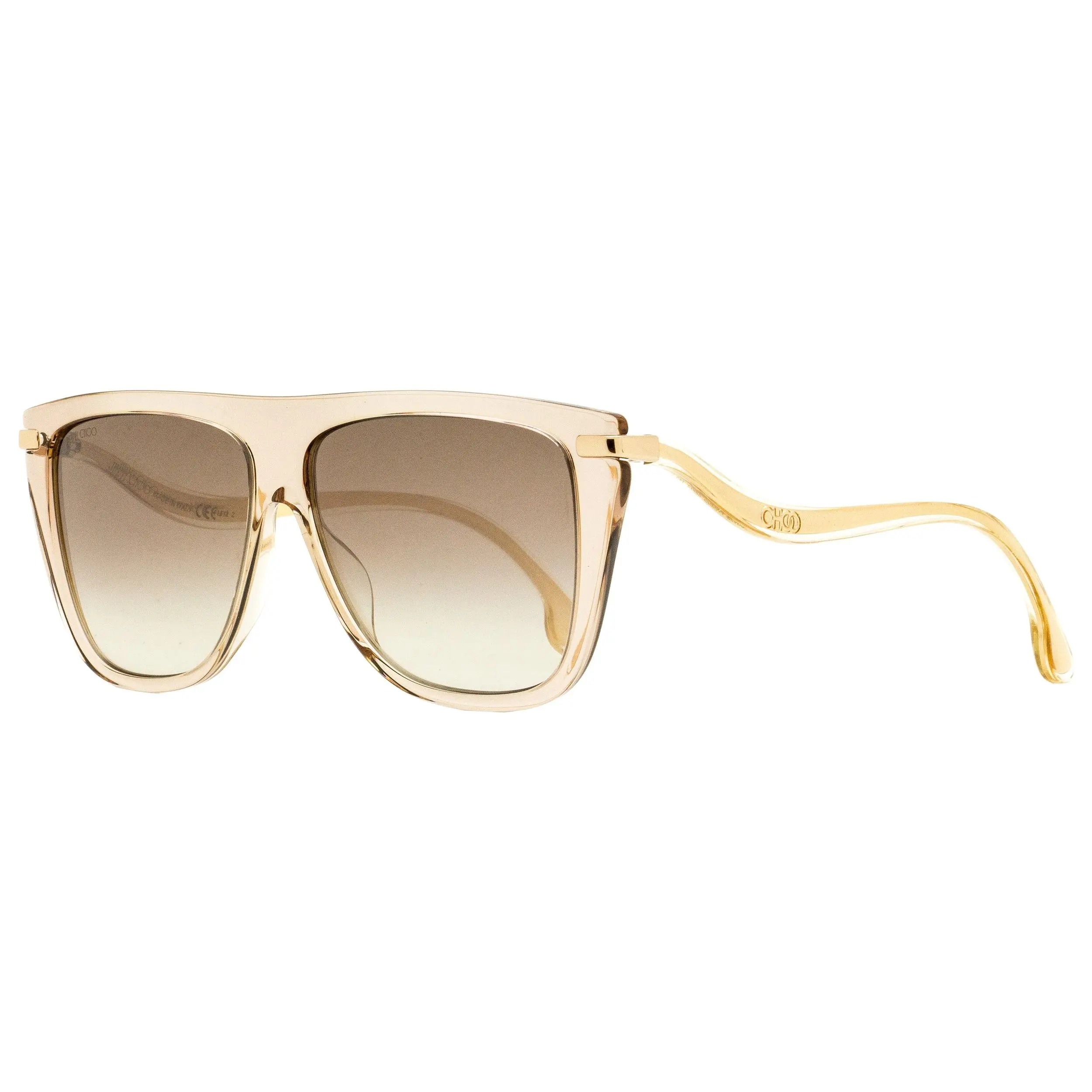 Jimmy Choo Suvi/S FWMNQ Browline Designer Inspired Dual Tone Flat Sides Frame Women's Sunglasses, Nude/Gold, 58mm, Eyewear Fashion, Designer Inspired Women's Sunglasses, Dual Tone Women's Sunglasses