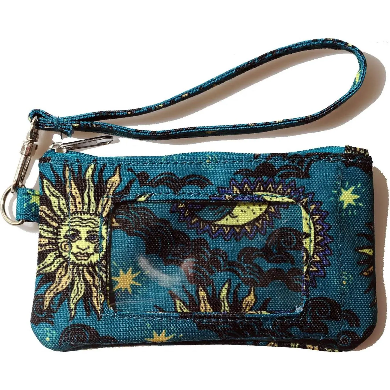 surfer wallet, id case wallet for women for lanyards,   pouch, Zip ID Case Wallet Driver's License Holder(Sun Moon)