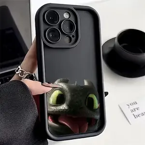 Lovely Couple Toothless & Light Fury Dragon Phone Case for iPhone 17 Air 16 15 14 13 12 11 Pro Max Plus, Soft TPU Back Cover with Hand Strap & Full Protection