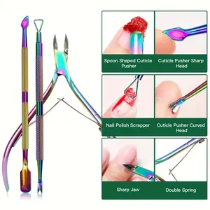 Keratin trimmer, stratum corneum remover, stratum corneum pusher, professional stainless steel durable foot and nail care tool set, super labor-saving stratum corneum cutter, pliers, scissors clip suitable for nails and toenails 3 pieces