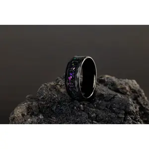 Pink Galaxy - Space Galaxy Ring, Black Opal and Pink Sandstone Ring, 8mm