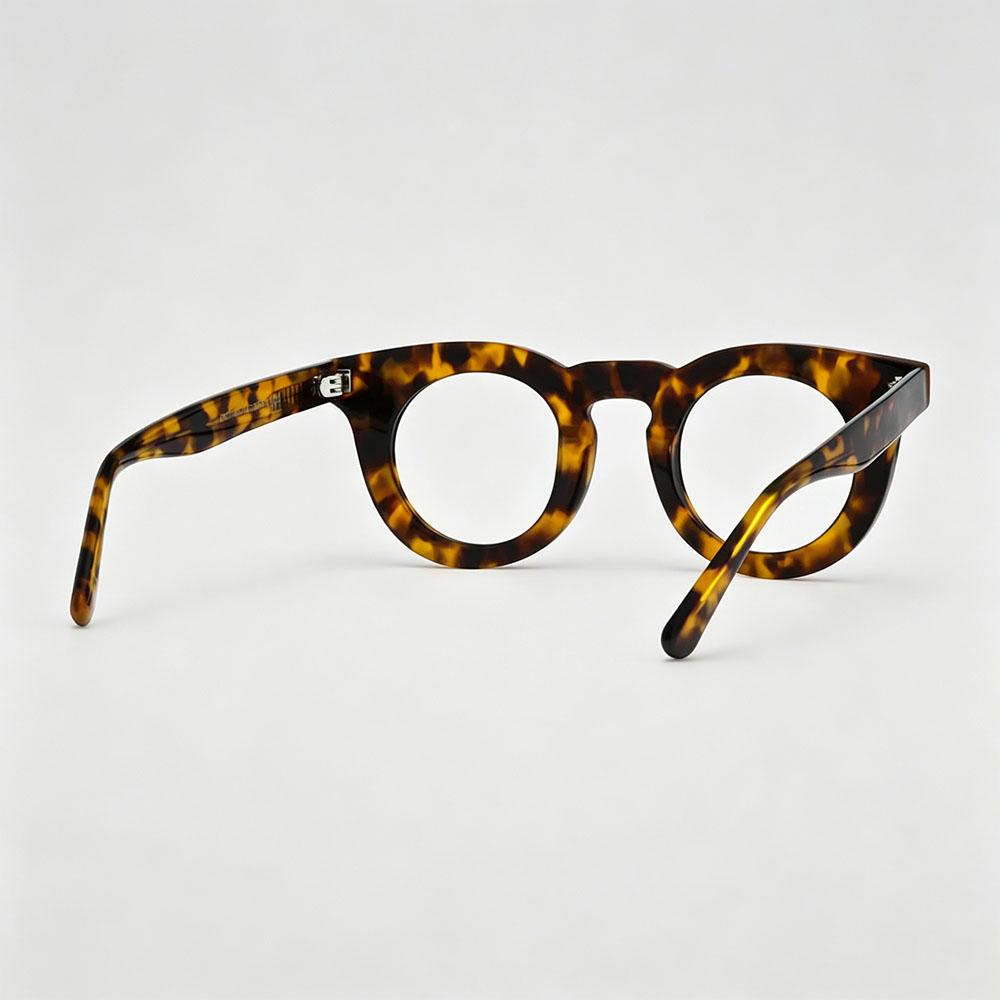 FYTOO Classic Dark Tortoiseshell Round Acetate Glasses, Vintage Thick Frame Statement Eyeglasses