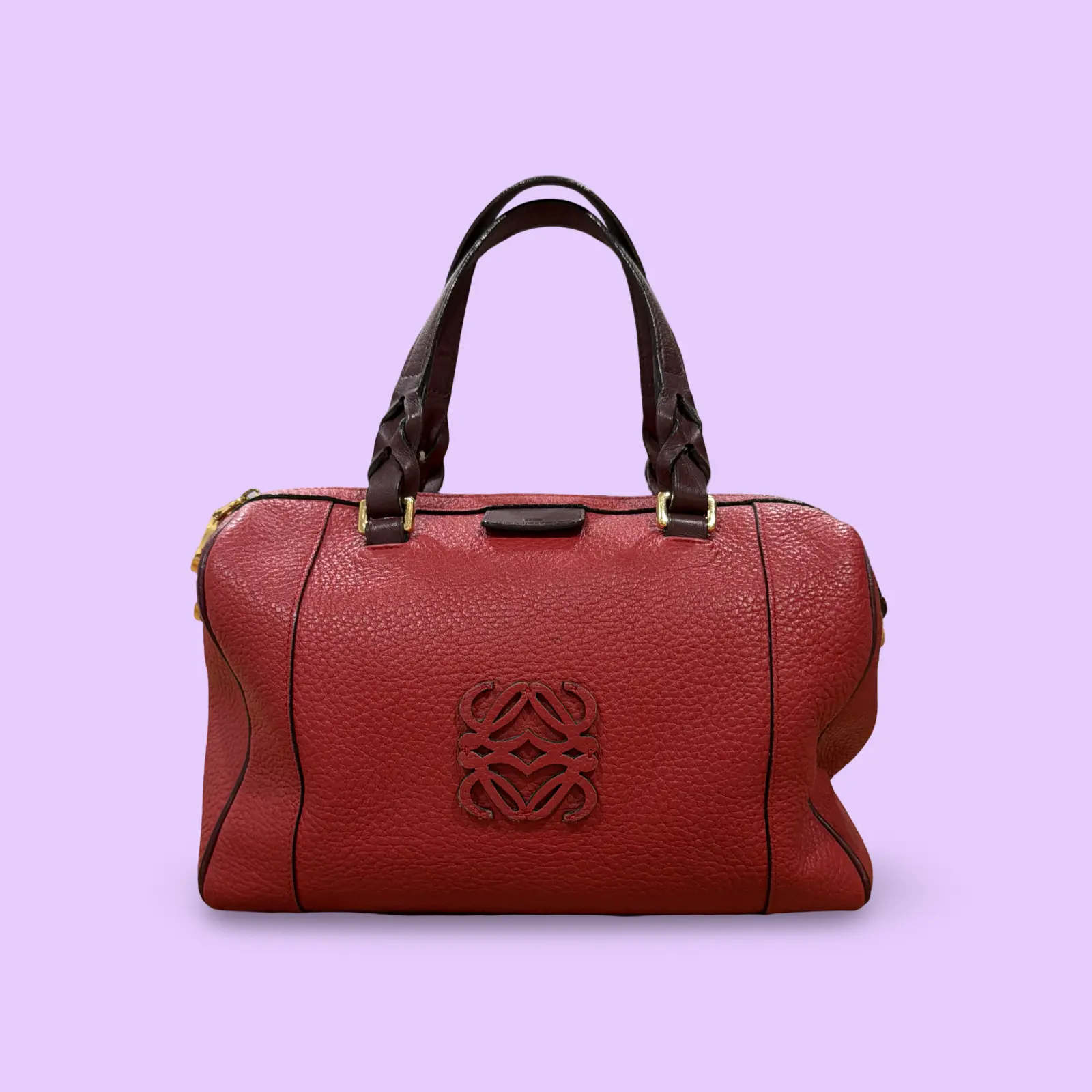 Pre-owned Leather Crossbody Bags Loewe Small Red Fusta 25 Two Way Boston Bag
