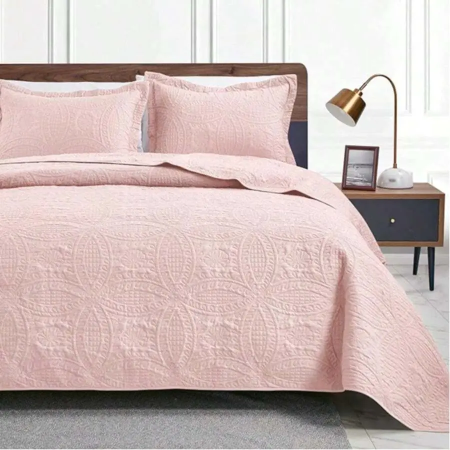 3pcs Bed Quilt Set, Bedding Set Soft Comfortable for Bedroom, Guest Room (1*Bed Quilt + 2*Pillowcases, Without Core)