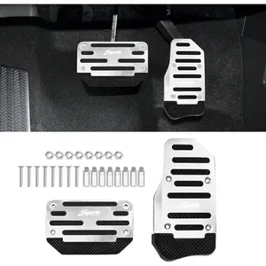 2PCS Car Non-Slip Aluminum Alloy Pedal Pads, Anti Skid Car Brake Pedal, Accelerator Pedal Pad Cover Foot Pedal Pads Kit, Nonslip Car Pedal Pads Auto Universal Replacement Accessories for Car