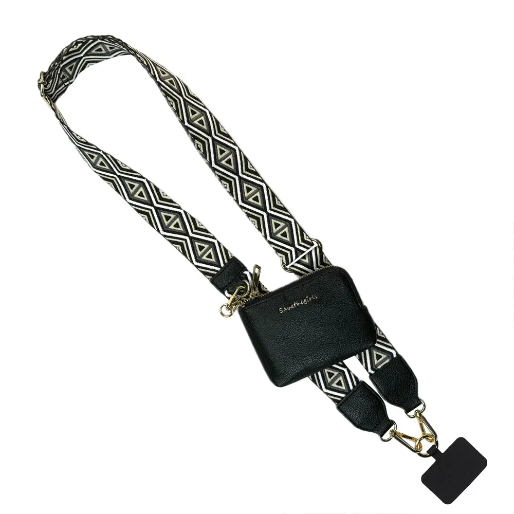 Clip & Go Strap w/RFID Pouch Diamond Pattern, RFID Pouch - Compact & Stylish Hands-free Phone Carrier!!