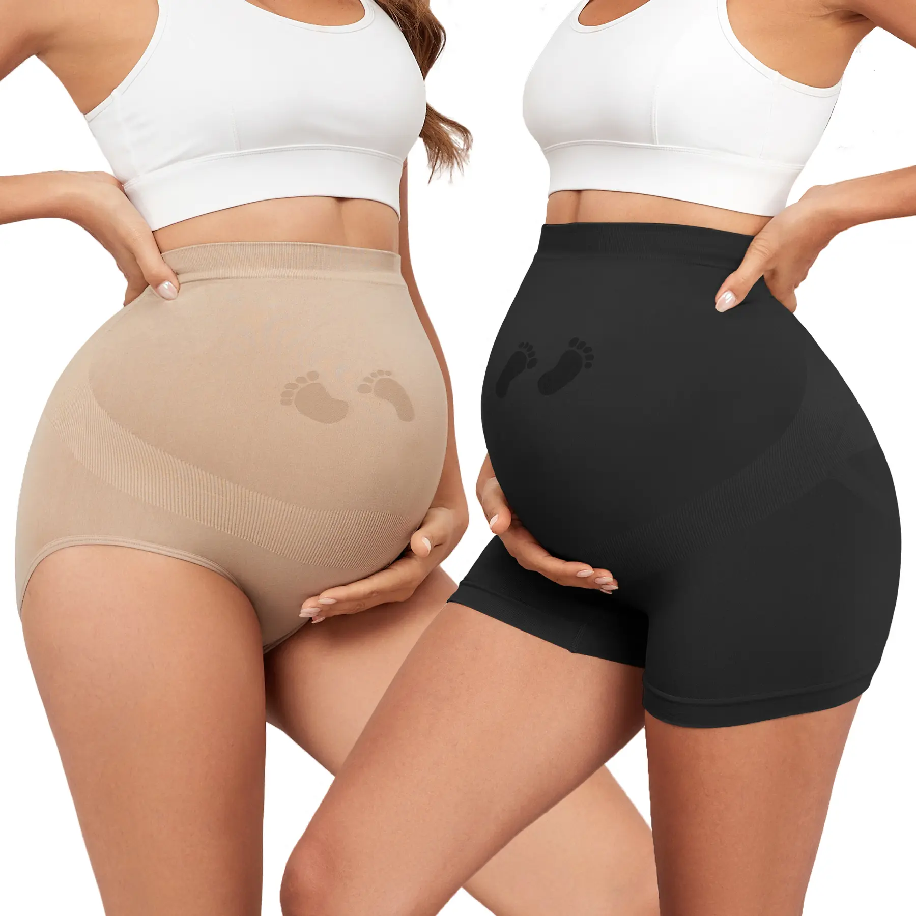 Y25D Maternity Underwear - Panties, Box Shorts, Mid-thigh Shorts Shapewear Underwear for Pregnancy Comfortable Support Belly Seamless Panties Fit for Every Trimester S-XXL Soft Stretchy Breathable Fabric - Pregnant